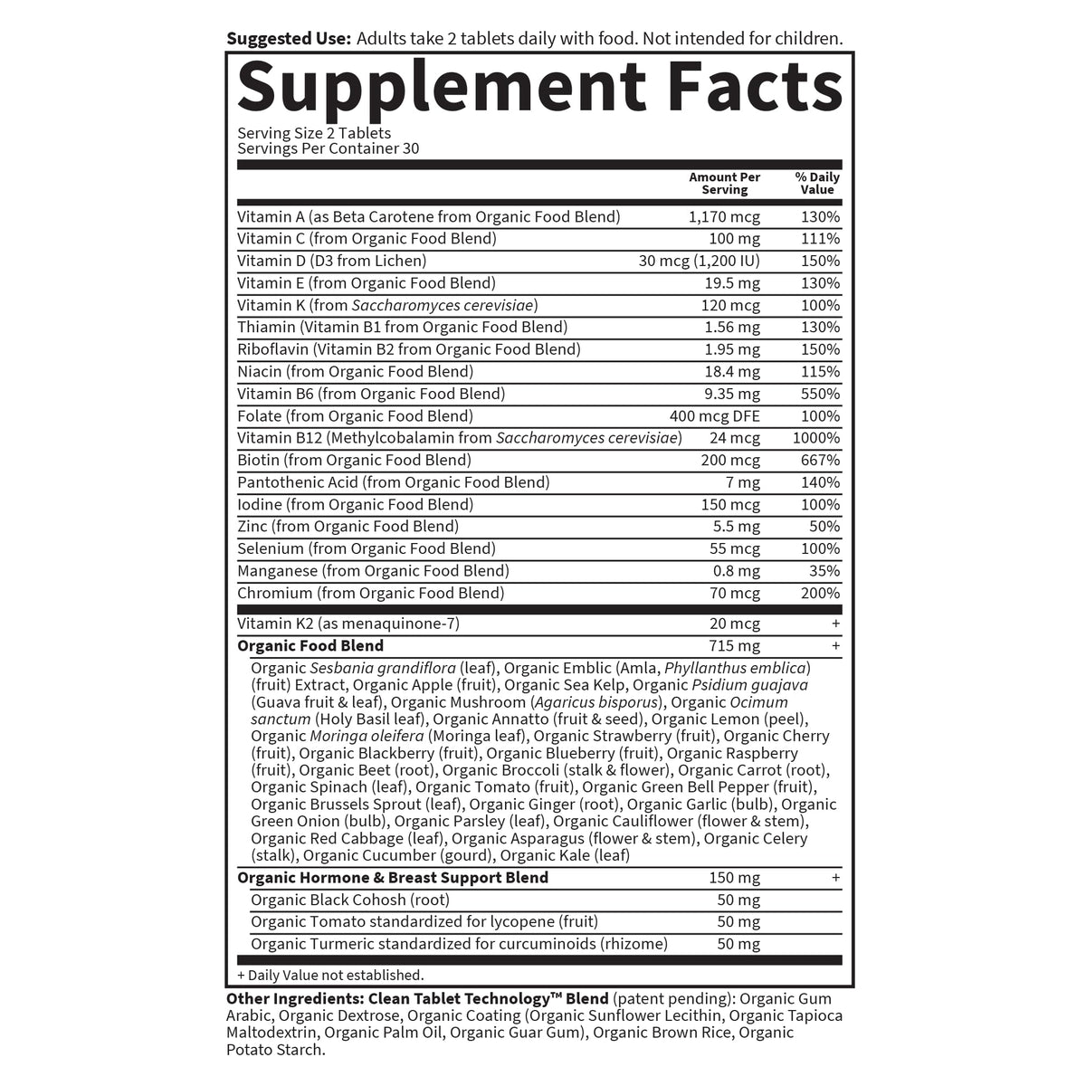 Garden of Life Multivitamines Femmes 40+ 60 comprimés bio avec fruits et légumes