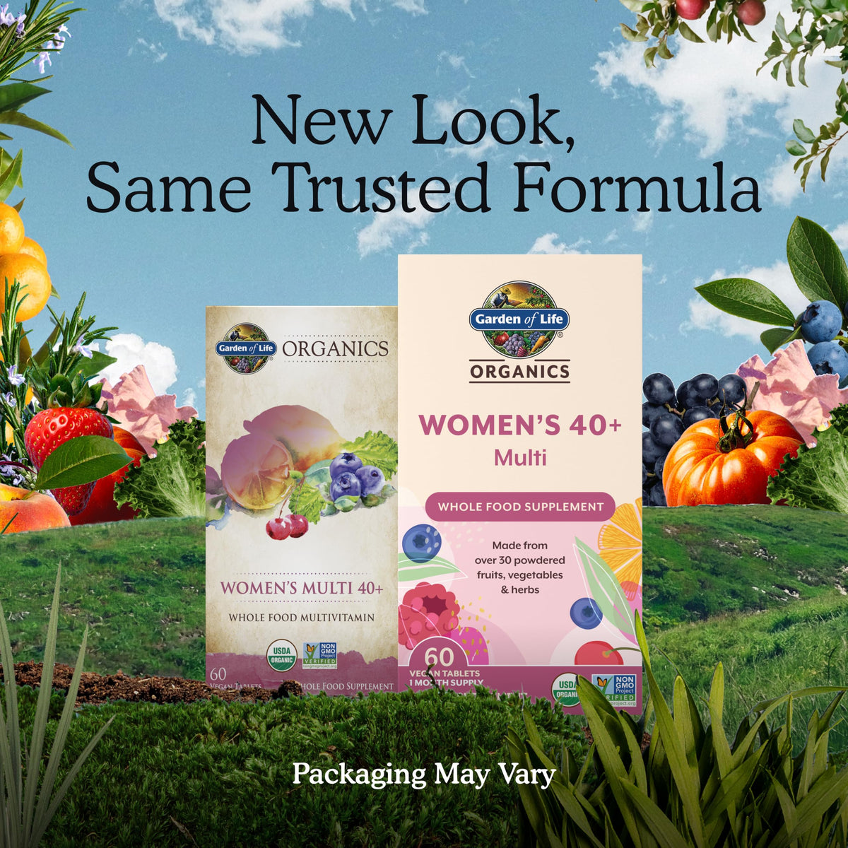 Garden of Life Multivitamines Femmes 40+ 60 comprimés bio vue de côté