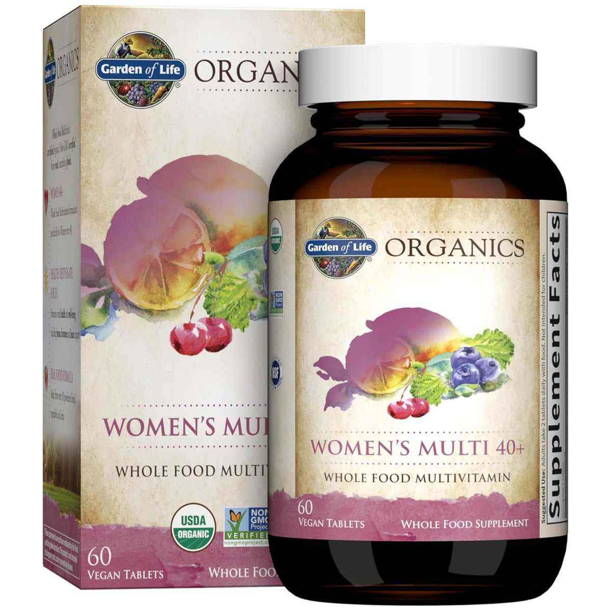 Garden of Life Multivitamines Femmes 40+ 60 comprimés bio vue de face