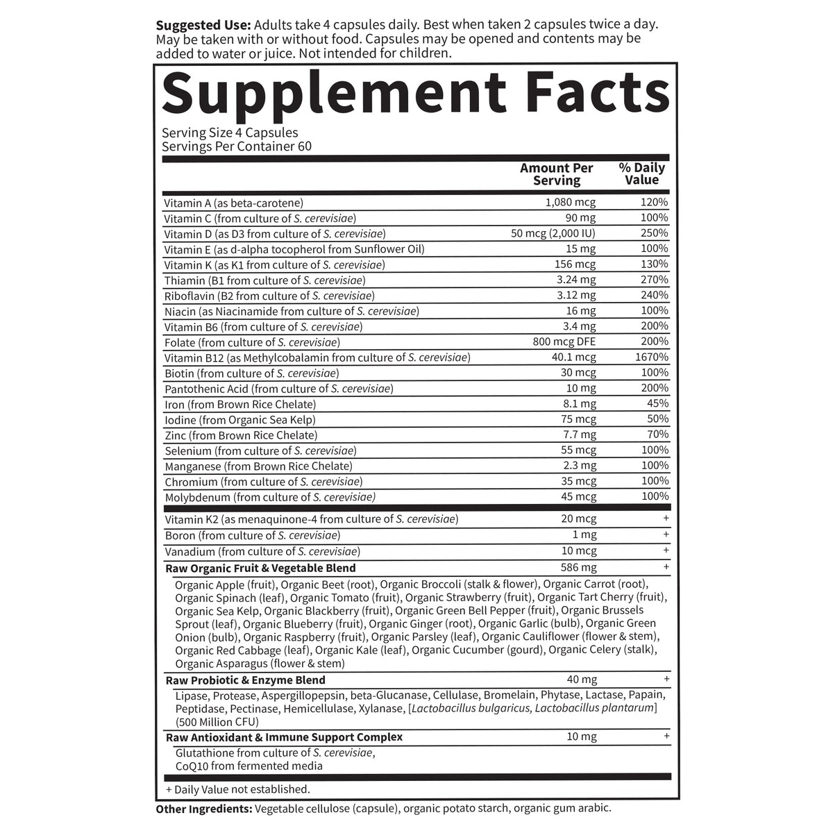 Garden of Life Multivitamines pour Femmes 240 Capsules Végétariennes ouvertes avec contenu