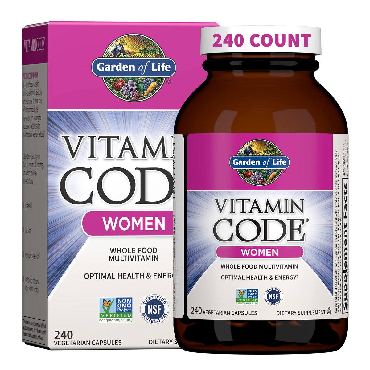Garden of Life Multivitamines pour Femmes 240 Capsules Végétariennes vue de face