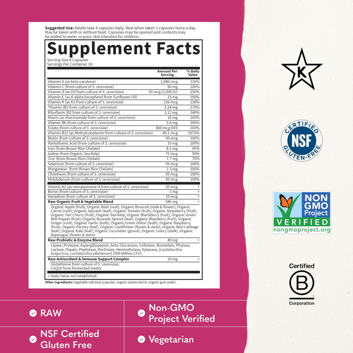 Garden of Life Multivitamines pour Femmes - capsules végétariennes