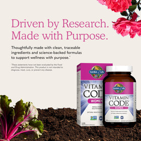 Garden of Life Multivitamines pour Femmes - présentation du produit avec fruits