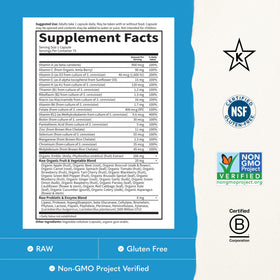 Garden of Life Multivitamines pour Hommes 75 Capsules - étiquette des ingrédients