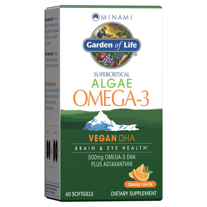 Garden of Life Omega 3 DHA Végétalien 500mg, flacon avant