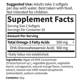 Garden of Life Omega 3 DHA Végétalien, flacon ouvert avec gélules