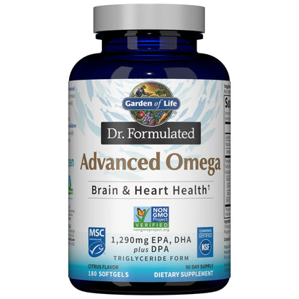 Garden of Life Omega 3 Huile de Poisson 180 gélules vue de face