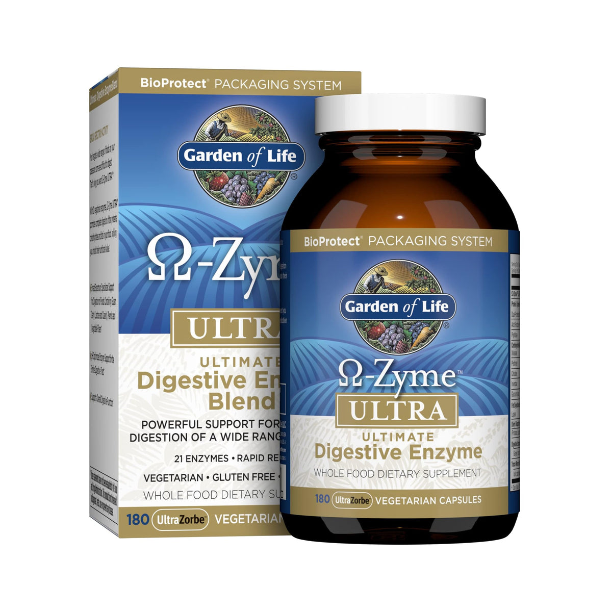 Garden of Life Omega-Zyme ULTRA 180 capsules front view