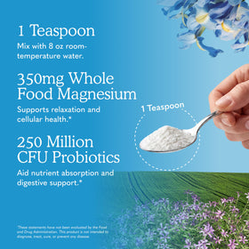 Garden of Life Poudre de Magnésium Framboise Citron 490g dans un verre d'eau