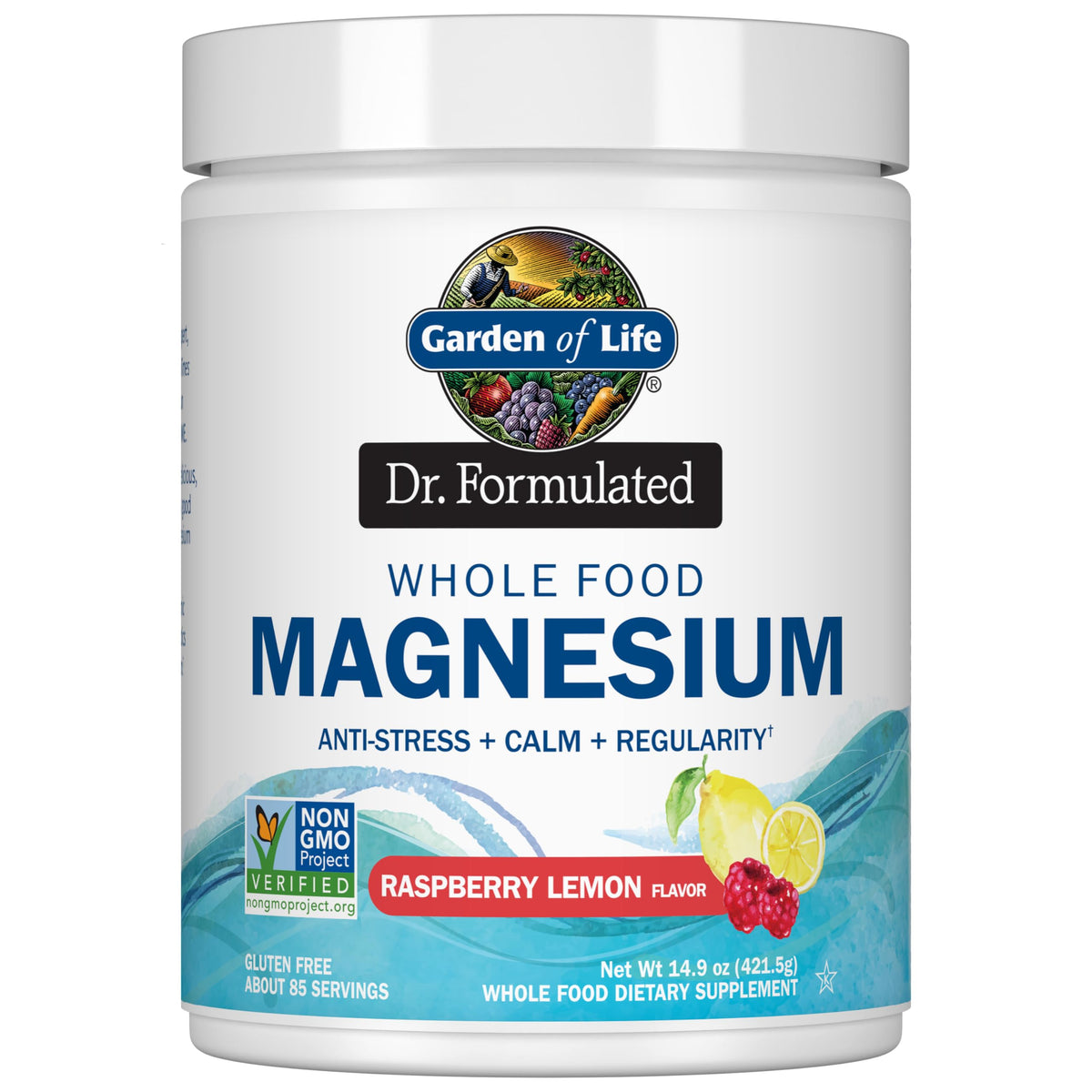 Garden of Life Poudre de Magnésium Framboise Citron 490g vue de face