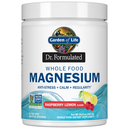 Garden of Life Poudre de Magnésium Framboise Citron 490g vue de face
