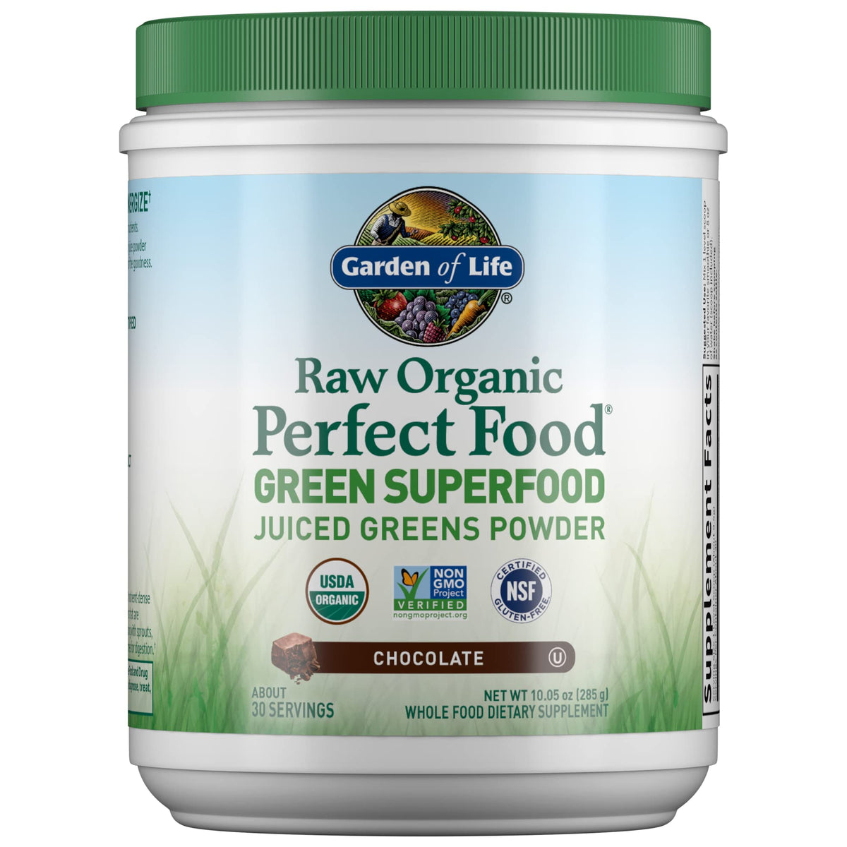 Garden of Life Poudre de Super-aliment Bio Chocolat 340g vue de face