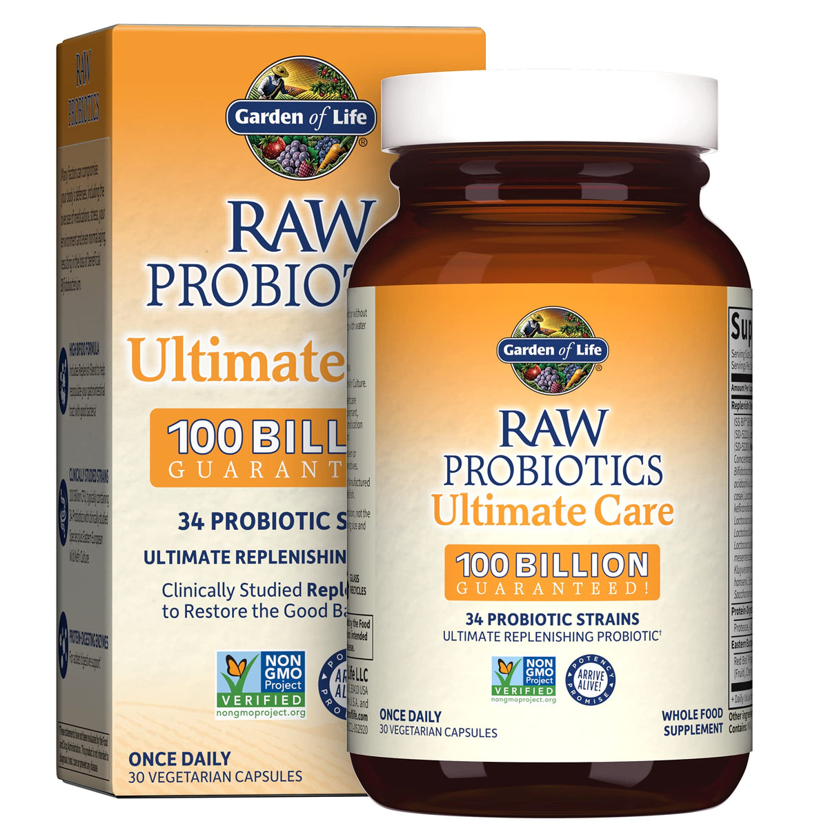 Garden of Life Probiotiques 100 Milliards CFU 30 Capsules vue de face