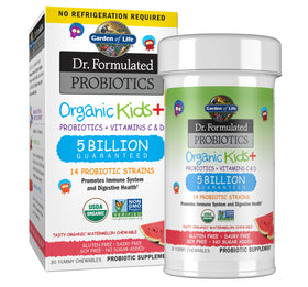 Garden of Life Probiotiques Bio Kids+ 30 comprimés à la pastèque, packaging avant