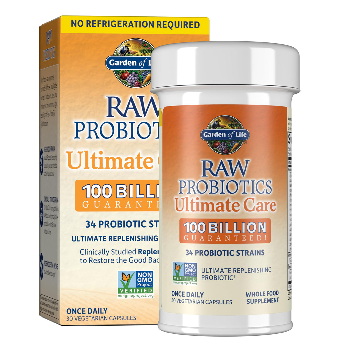 Garden of Life Probiotiques Bruts 30 capsules vue de face