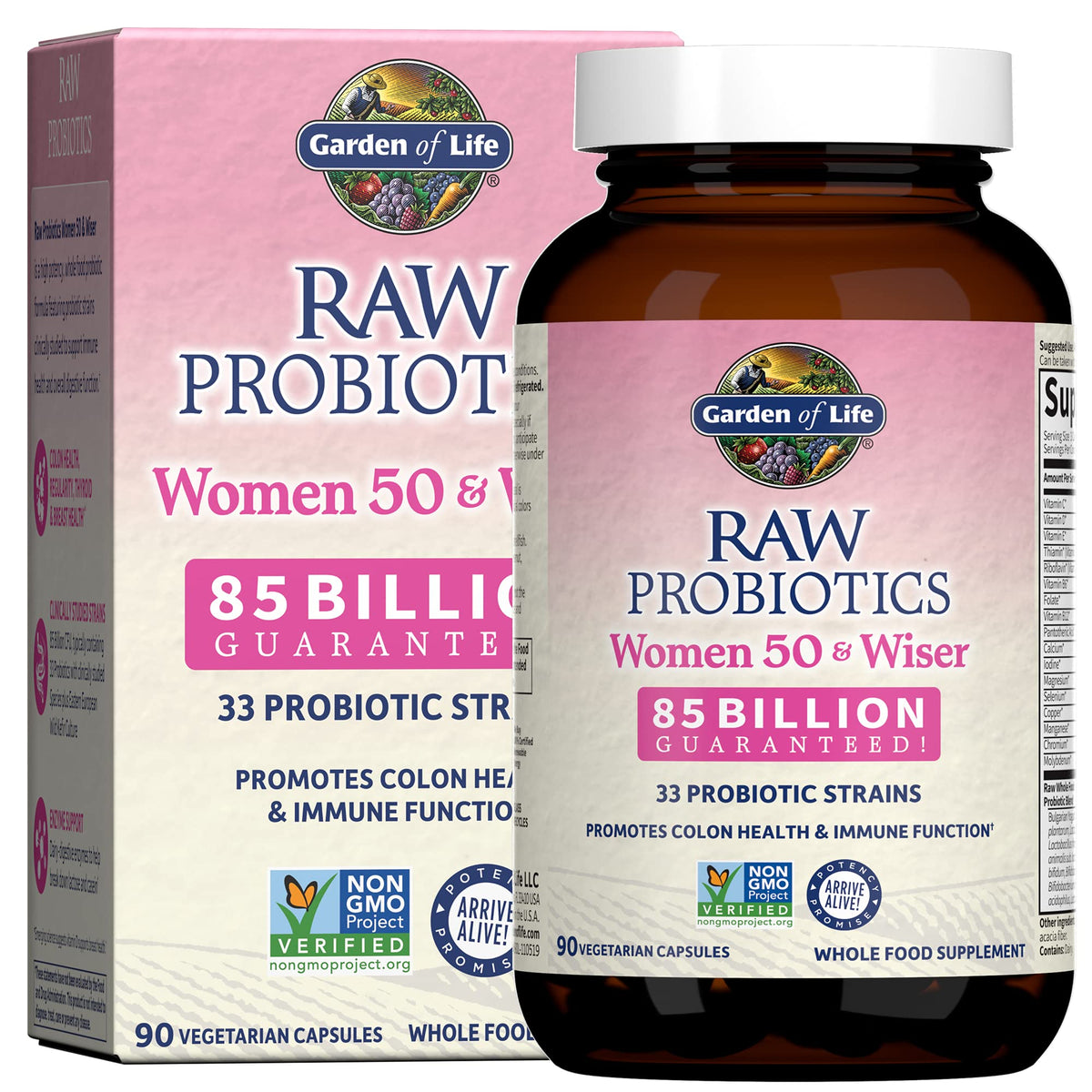 Garden of Life Probiotiques Bruts Femmes 50+ bouteille vue de face
