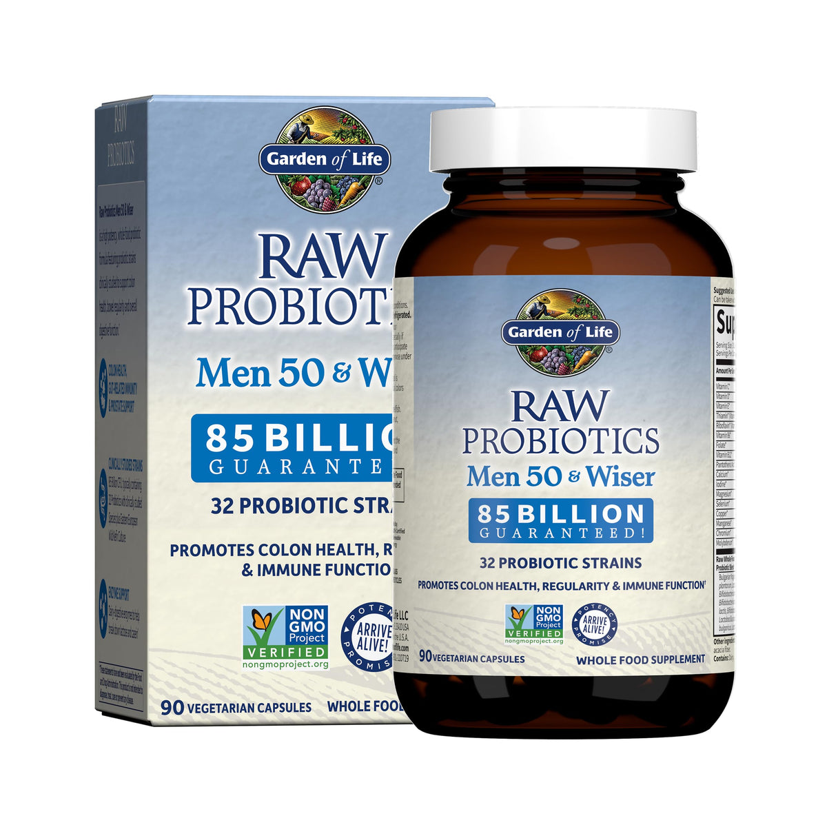 Garden of Life Probiotiques Bruts pour Hommes 50+ capsules en vue de face
