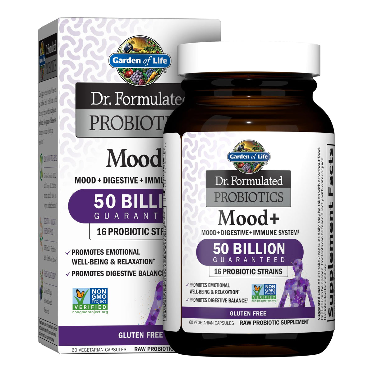 Garden of Life Probiotiques Mood+ 60 capsules vue avant