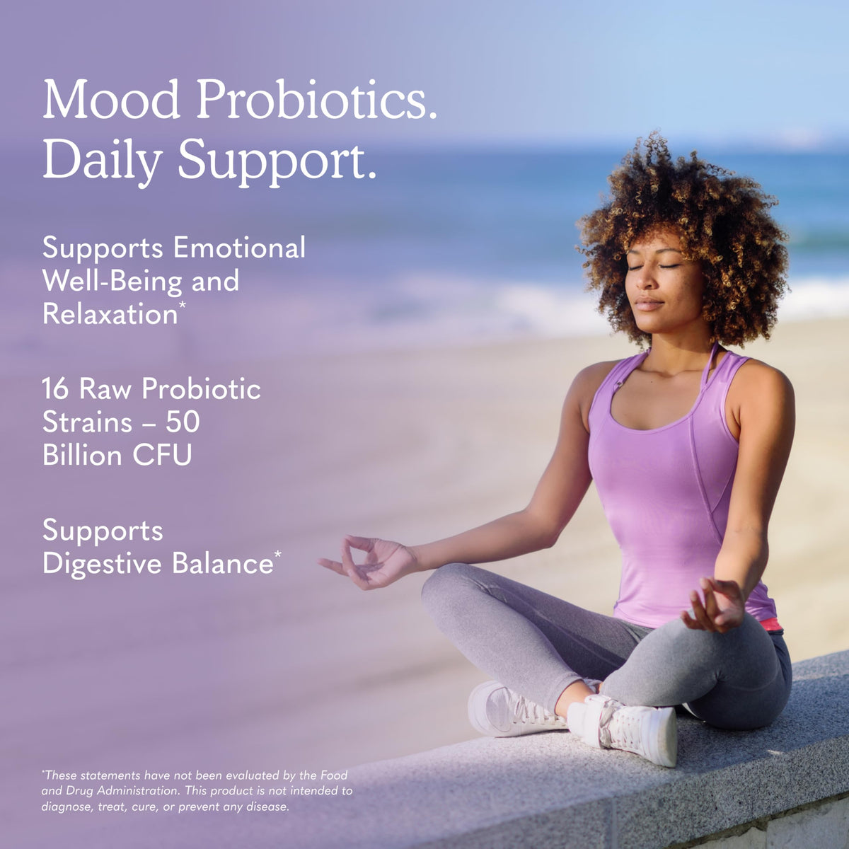 Garden of Life Probiotiques Mood+ capsules sur une surface en bois