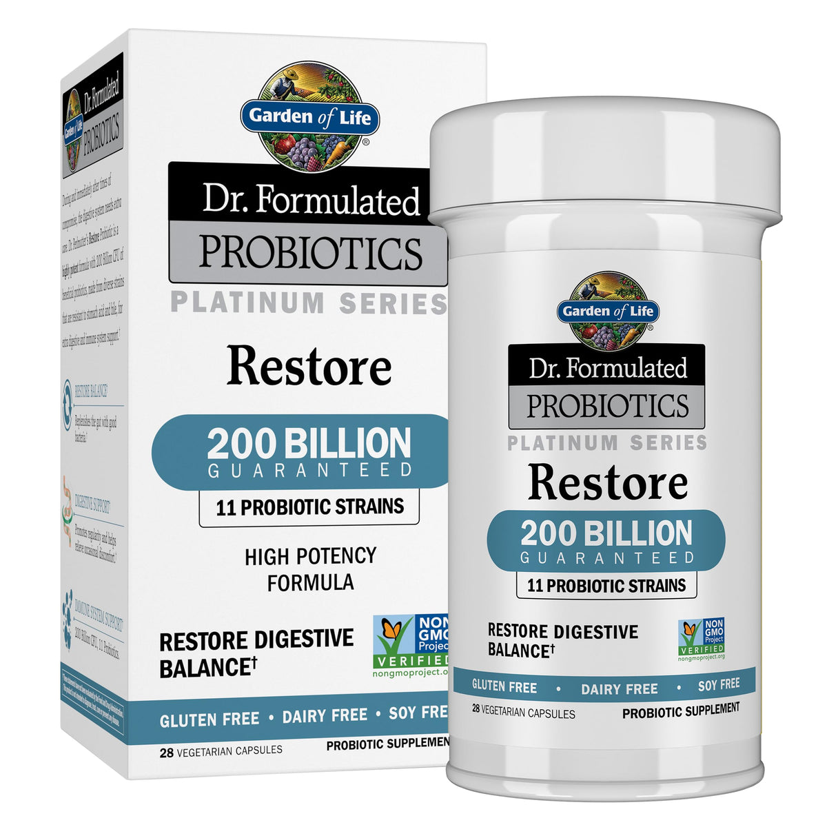 Garden of Life Probiotiques Platinum 200 Milliards CFU 28 Capsules - vue de face