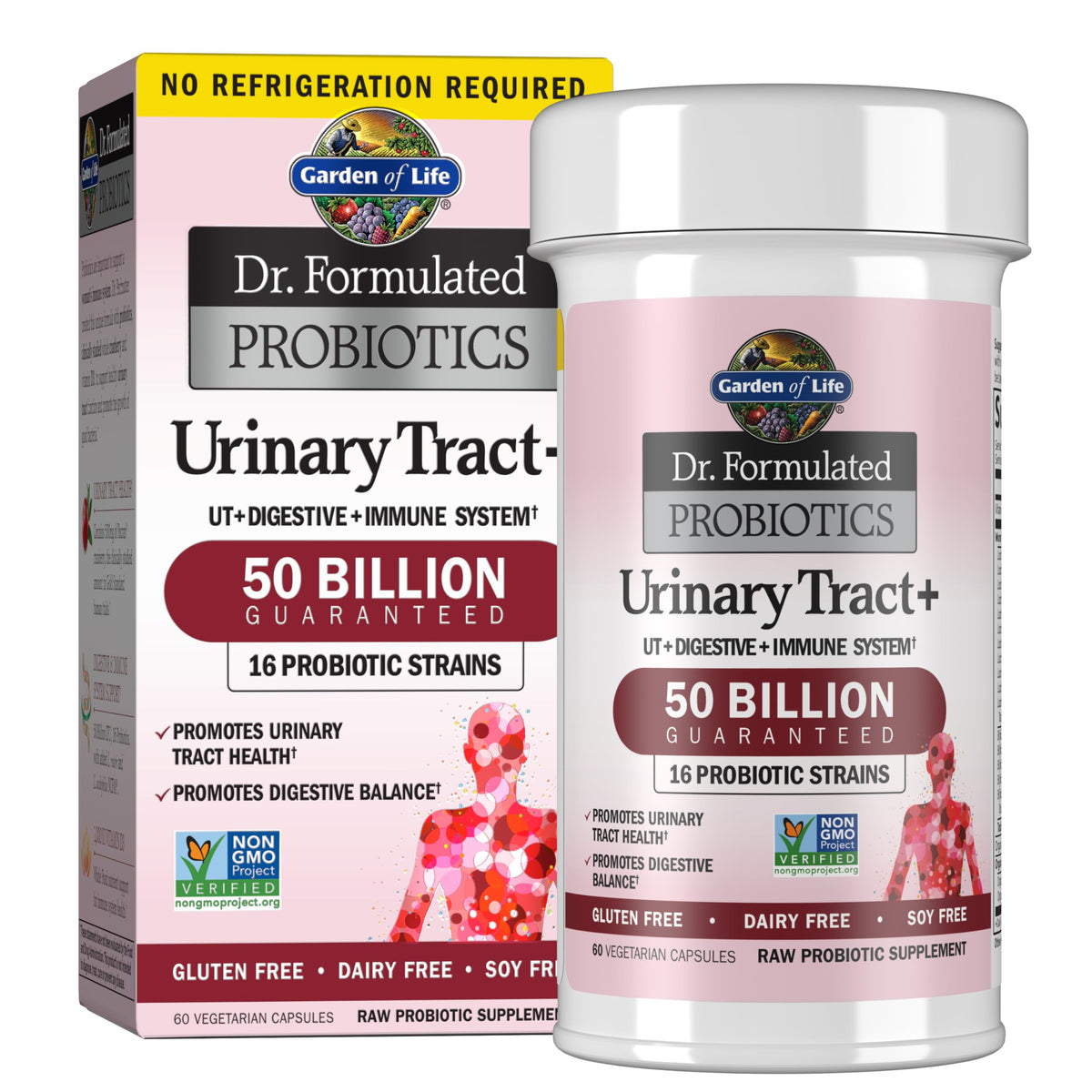 Garden of Life Probiotiques Urinary Tract+ 60 capsules végétariennes, vue de face