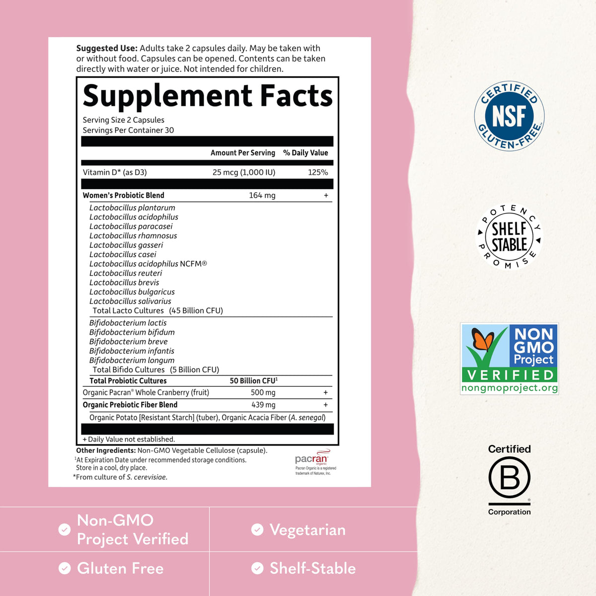 Garden of Life Probiotiques Urinary Tract+ capsules végétariennes sur une surface blanche