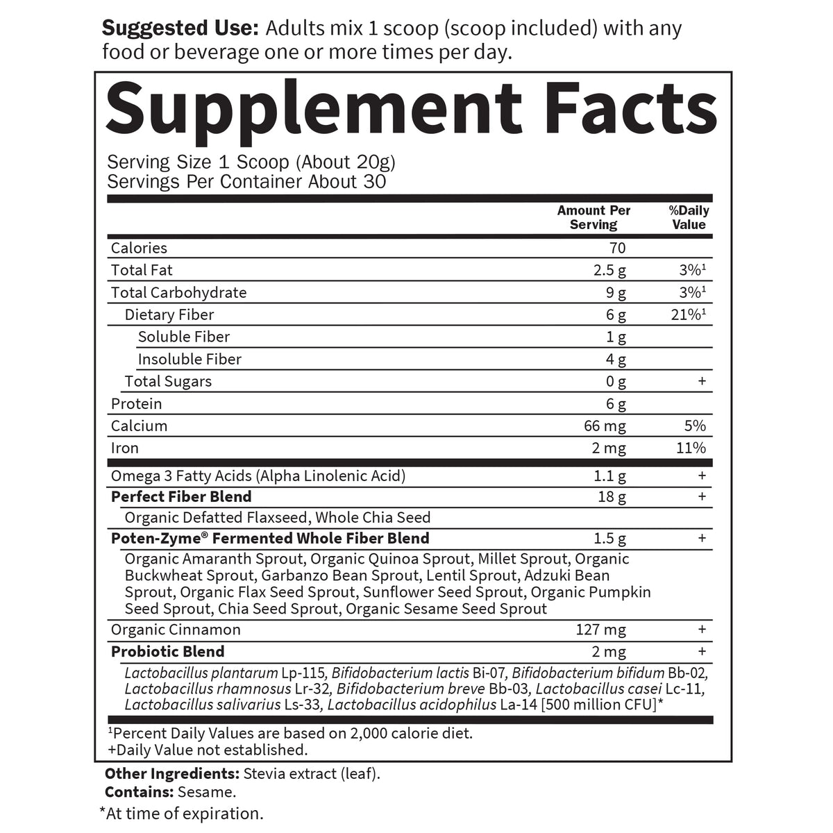 Garden of Life Super Seed poudre de fibre végétale 600g en préparation de smoothie