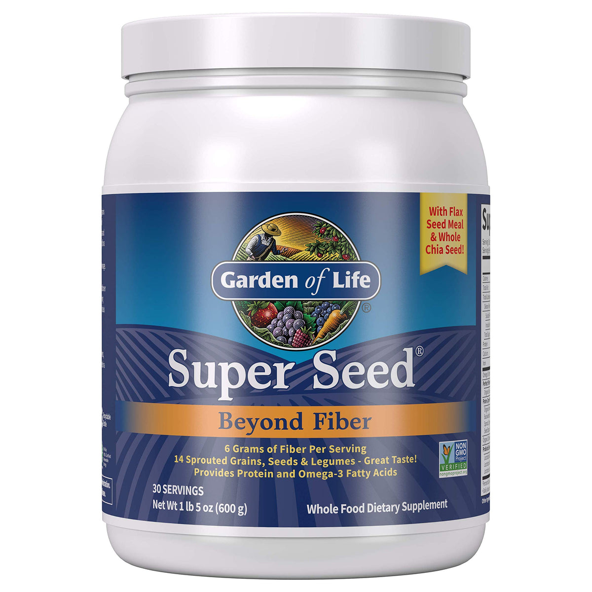 Garden of Life Super Seed poudre de fibre végétale 600g vue de face