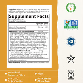 Garden of Life Vitamine Code Vitamine C 120 capsules, vue de côté
