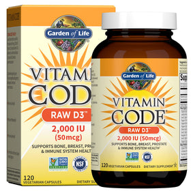 Garden of Life Vitamine D3 2000 UI 120 capsules végétariennes vue de face
