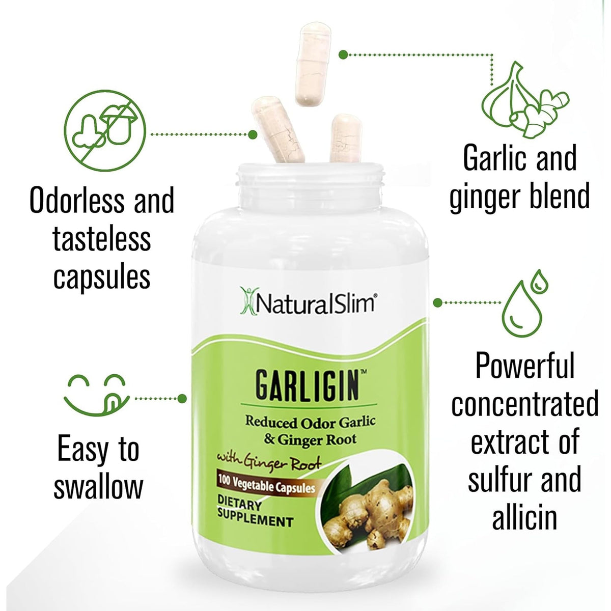Garligin NaturalSlim avec étiquette visible et dosage recommandé