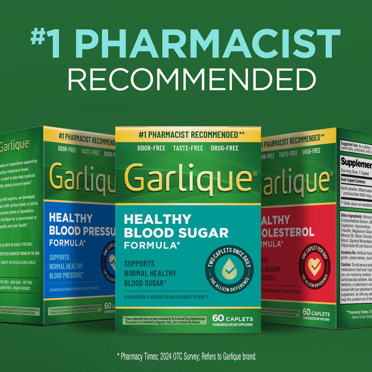 Garlique Ail 6000 mcg Allicine, dosage quotidien recommandé de 2 comprimés