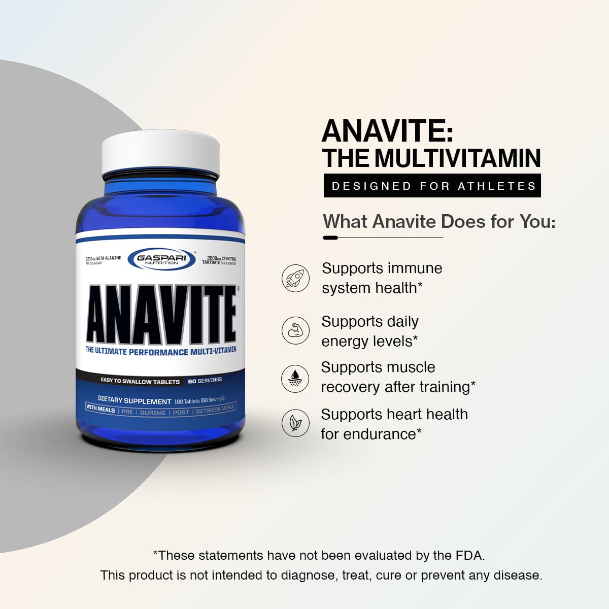 Gaspari Nutrition Anavite comprimés dans un pot