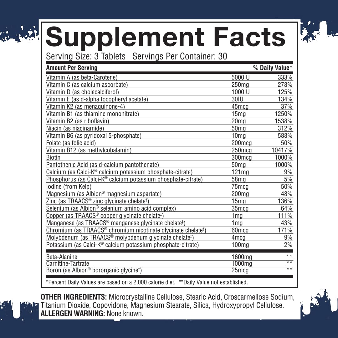 Gaspari Nutrition Anavite détails des ingrédients sur l'étiquette