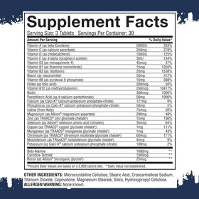 Gaspari Nutrition Anavite détails des ingrédients sur l'étiquette