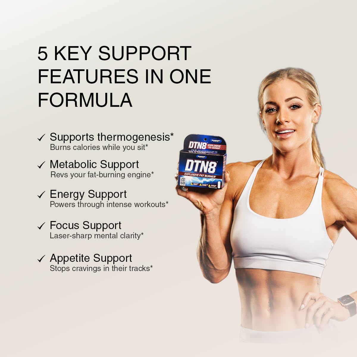 Gaspari Nutrition DTN8 capsules avec un verre d'eau