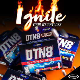 Gaspari Nutrition DTN8 présenté dans un environnement de salle de sport