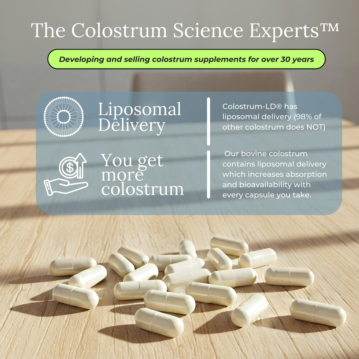 GastroDefense Colostrum-LD gélules avec étiquette de composition