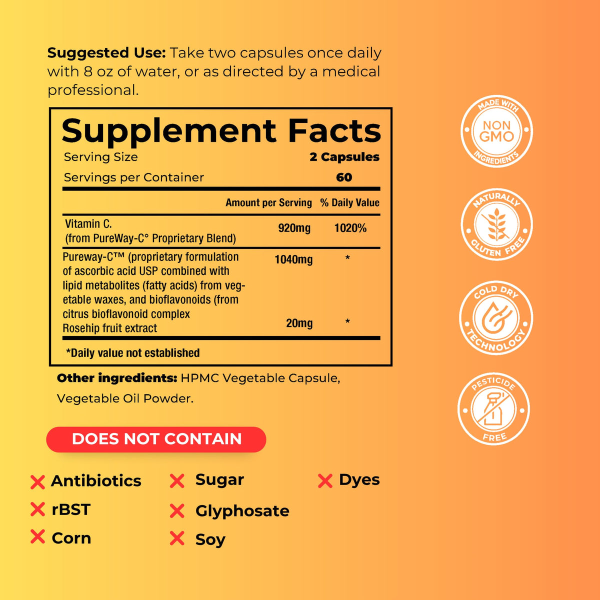 GastroDefense Vital C-LD 530mg capsules opened bottle