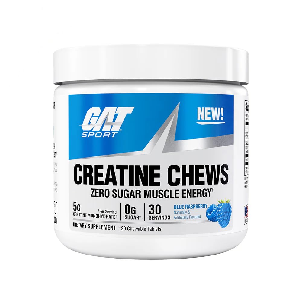 GAT SPORT CREATINE Chews 120 comprimés goût framboise bleue vue de face