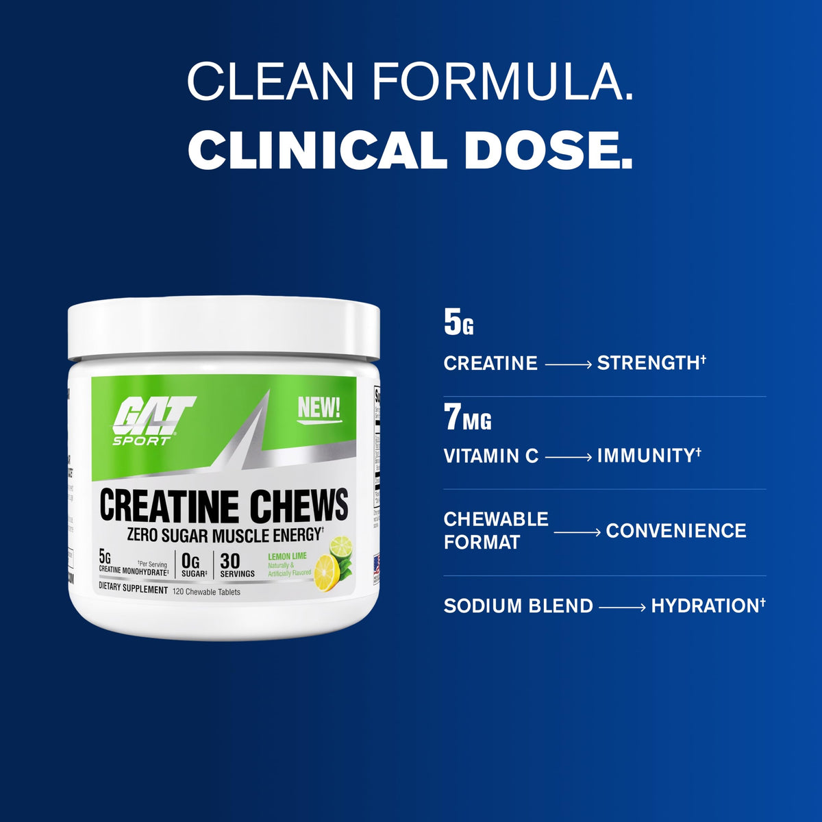 GAT SPORT CREATINE Chews citron vert, vue latérale de l'emballage