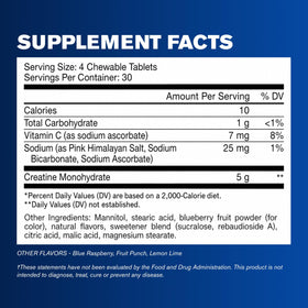 GAT SPORT CREATINE Chews tablettes à mâcher sur une surface blanche