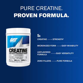 GAT SPORT Créatine Monohydrate 1130g avec un mélange dans un shaker