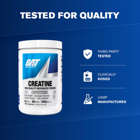 GAT SPORT Créatine Monohydrate 381g en utilisation avec un shaker