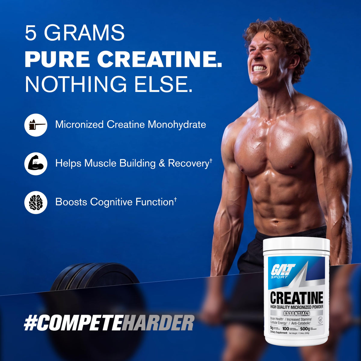GAT SPORT Créatine Monohydrate 581g avec cuillère doseuse