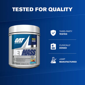GAT SPORT Jetmass Tropical Ice 880g sur une table de gym