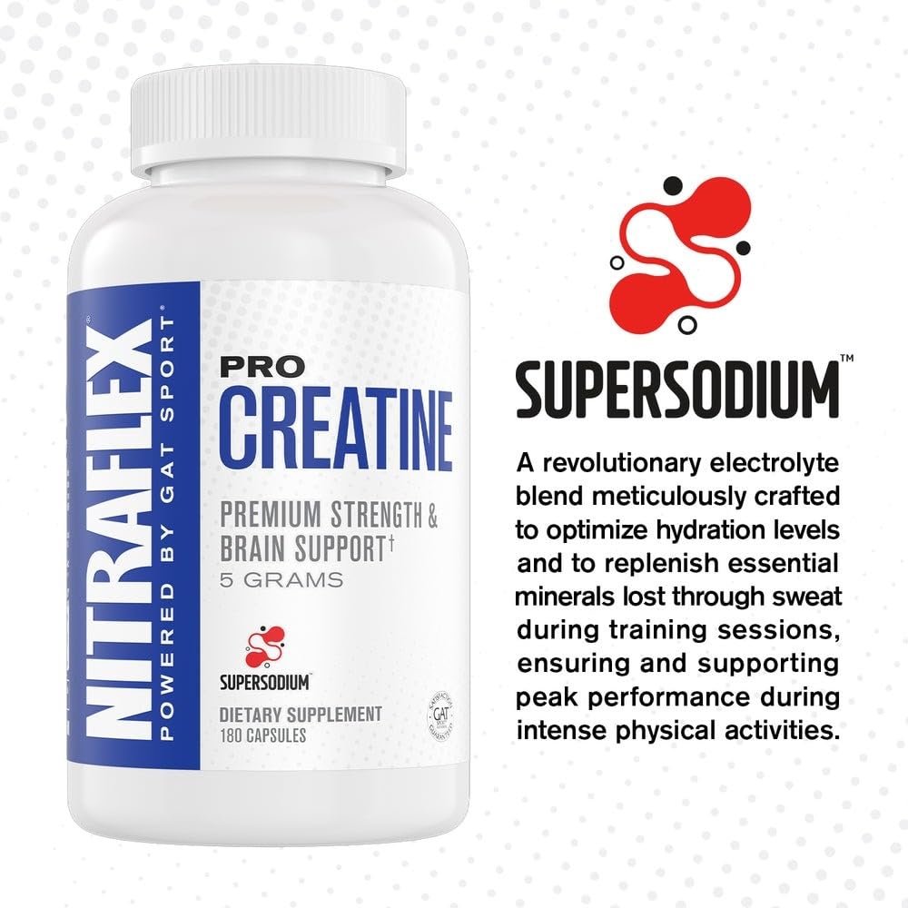GAT SPORT Nitraflex Pro Creatine 180 capsules, vue de dessus