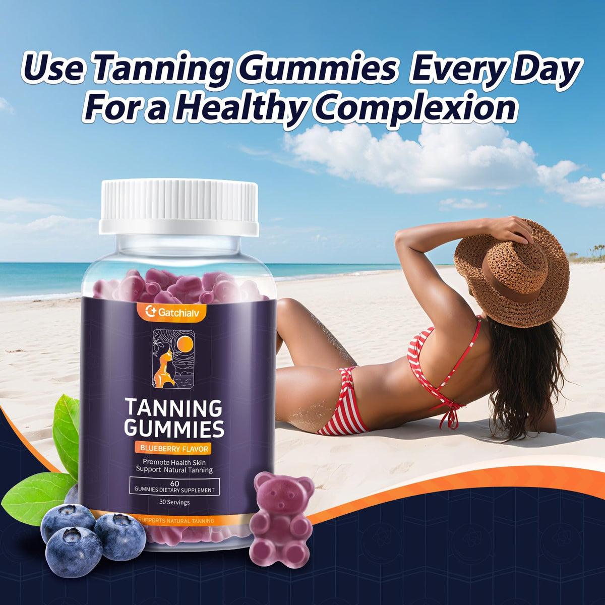 Gatchialv Gummies Bronzantes sur fond naturel