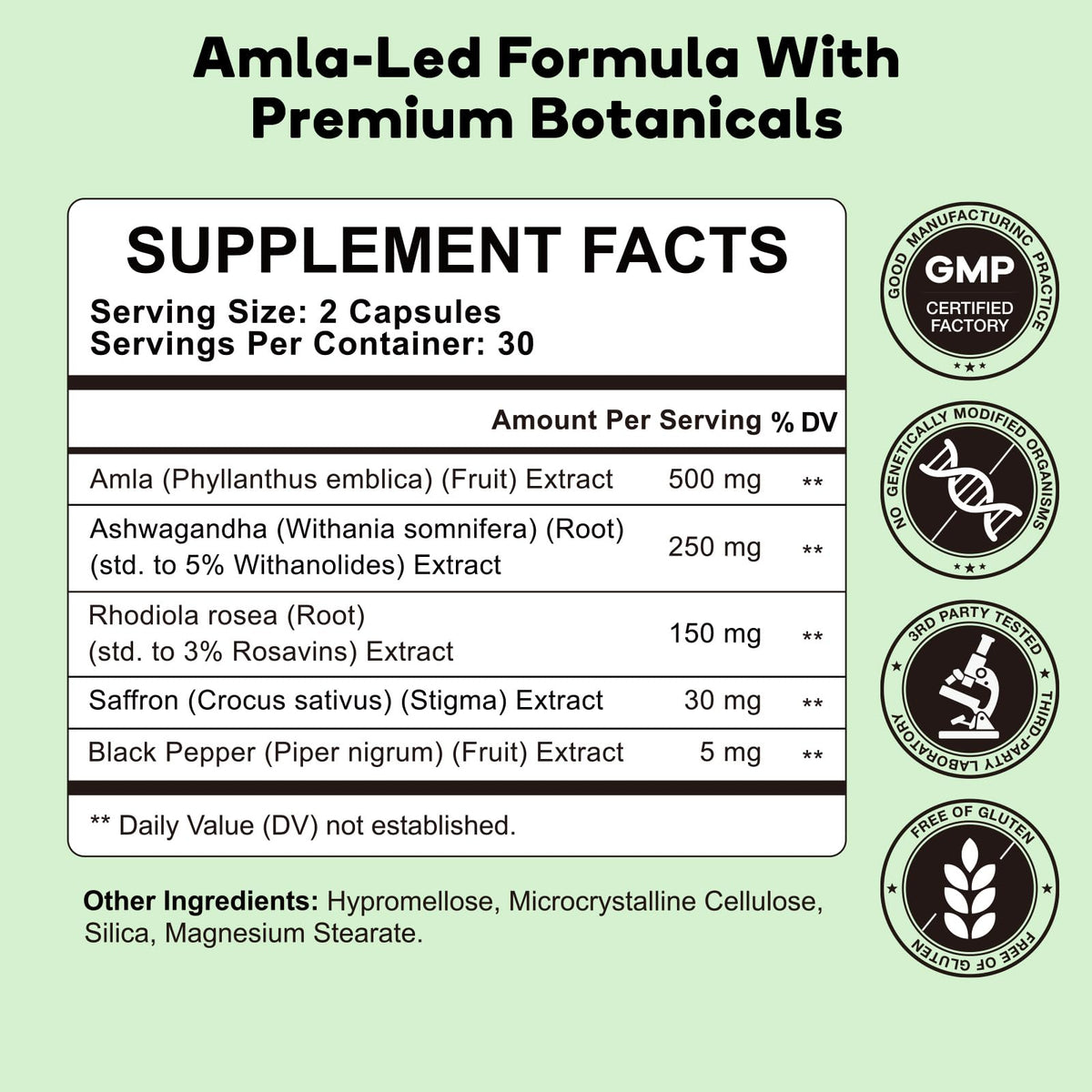 GAVYNETH Capsules Amla Superfruit sur une table en bois