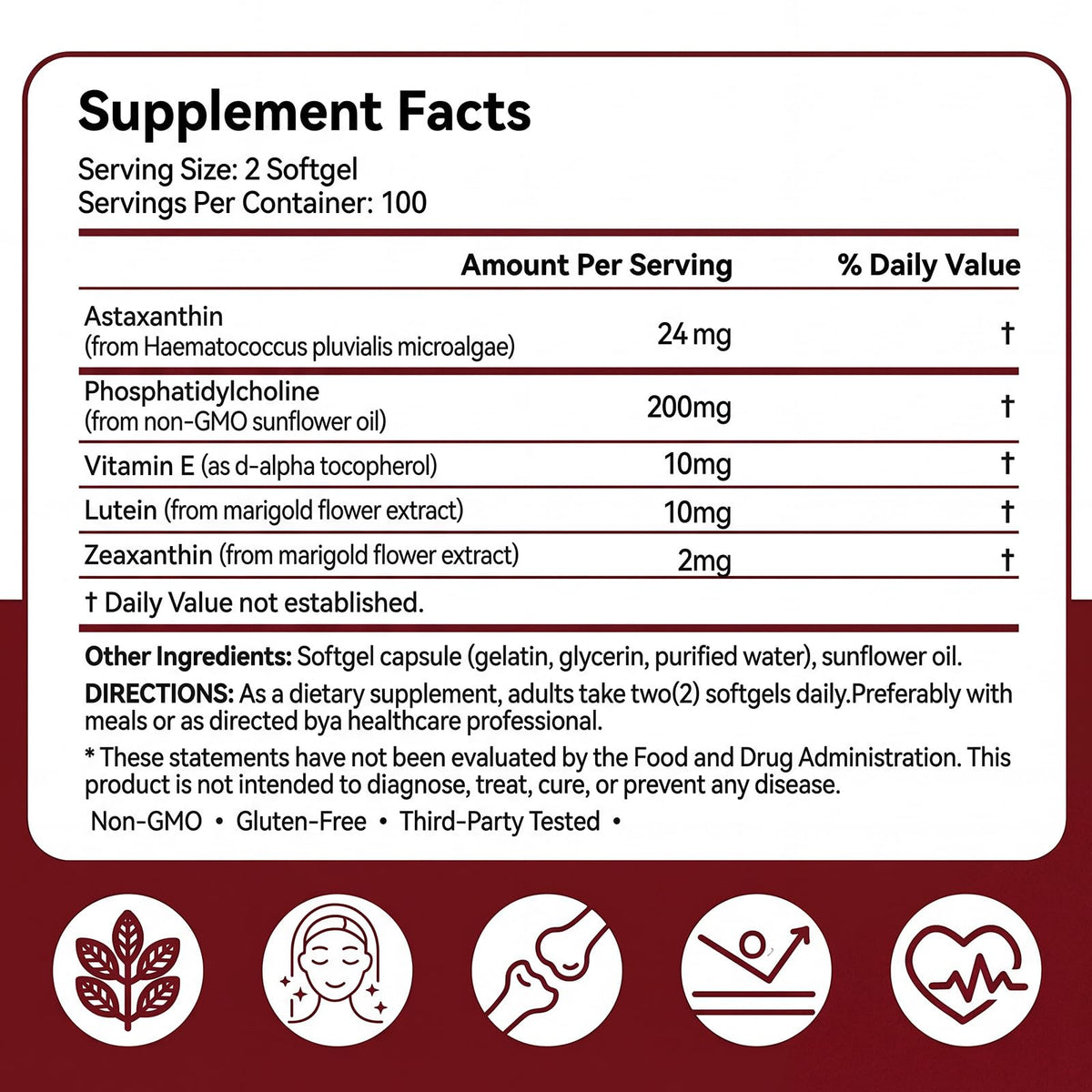 GBN Astaxanthine 24mg gélules arrière du sachet